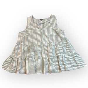 Love, Maven Curvy 2X Striped Tiered Sleeveless Mini Dress Green White Casual‎